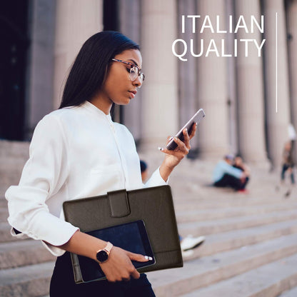 Maruse Italian Leather Executive Padfolio, Folder Organizer with Magnetic Closure and Writing Pad, Handmade in Italy, Dark Brown