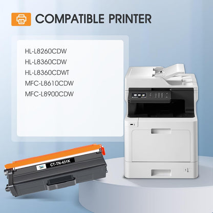 TN-431 TN431 Toner Cartridge Replacement for Brother TN431 TN 431 TN-431 TN431BK TN431C TN431M TN431Y for Brother MFCL8900CDW HLL8360CDW HLL8260CDW MFCL8610CDW HLL8360CDWT Printer Ink (BCYM, 4 Pack)