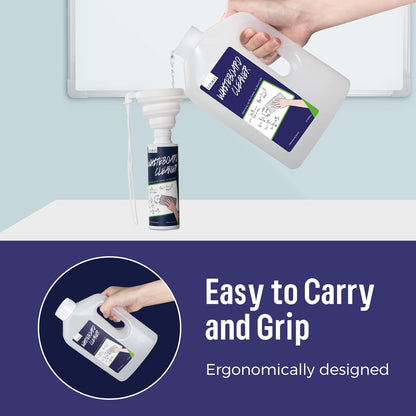 loukin Whiteboard Cleaner, 33.8 Fl Oz Dry Erase Board Cleaner Ready-to-Use Refill, Connected Collapsible Silicone Funnel for Canned Liquid, Removes Whiteboard Stains