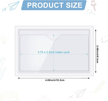 Outus 500 Pack Self Adhesive Index Card Holder Clear Plastic Label Pockets with Top Open for Loading Sticky Business Card Sleeves for Storage Bins Library Organizing Photo Protecting(4.06 x 2.48 Inch)