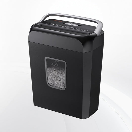 Bonsaii Paper Shredder for Home Office, 6-Sheet Cross-Cut, Shreds Paper, Credit Cards, Mail, Staples & Clips, 3.4-Gallon Clear Bin with Handle