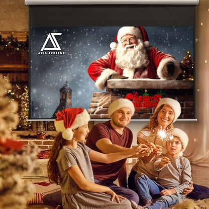 Akia Screens 100 inch Projector Screen Pull Down Manual B 16:9 8K 4K HD 3D Ceiling Wall Mount White Portable Projection Screen Retractable Auto Locking for Indoor Movie Home Theater Office AK-M100H1