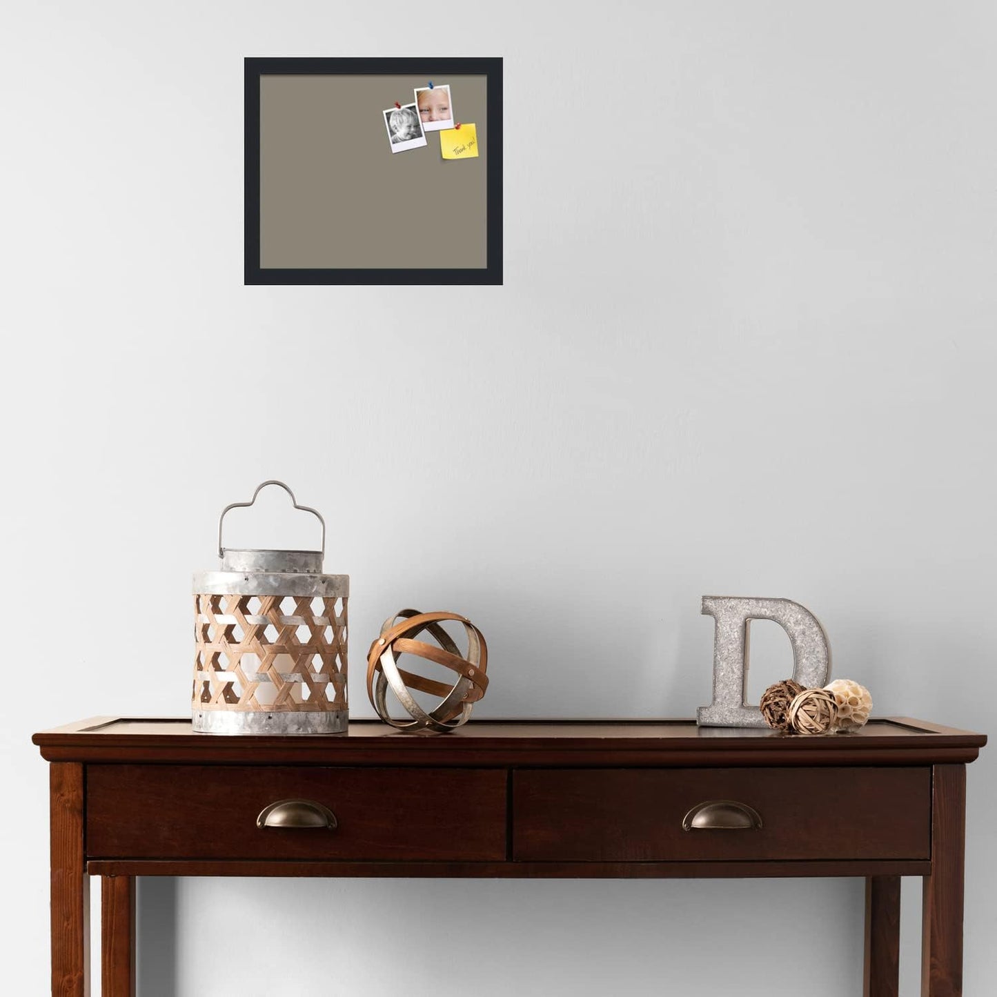 PinPix 14x12 Inch Cork Bulletin Board. This Decorative Framed Pin Board Comes with Pewter Design and a Satin Black Frame. Ideal for Home Office Decor or Message Board (PinPix-1812)