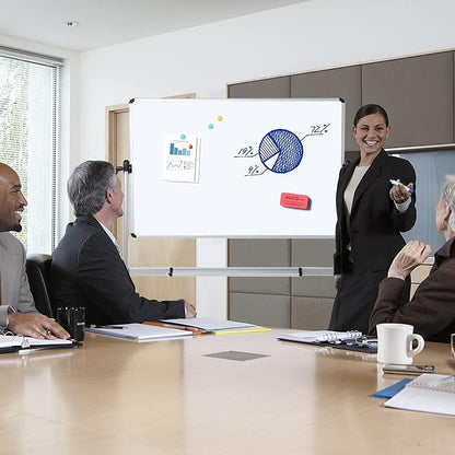 VIZ-PRO Double-Sided Magnetic Mobile Whiteboard,44 x 30 Inches Aluminium Frame and Stand