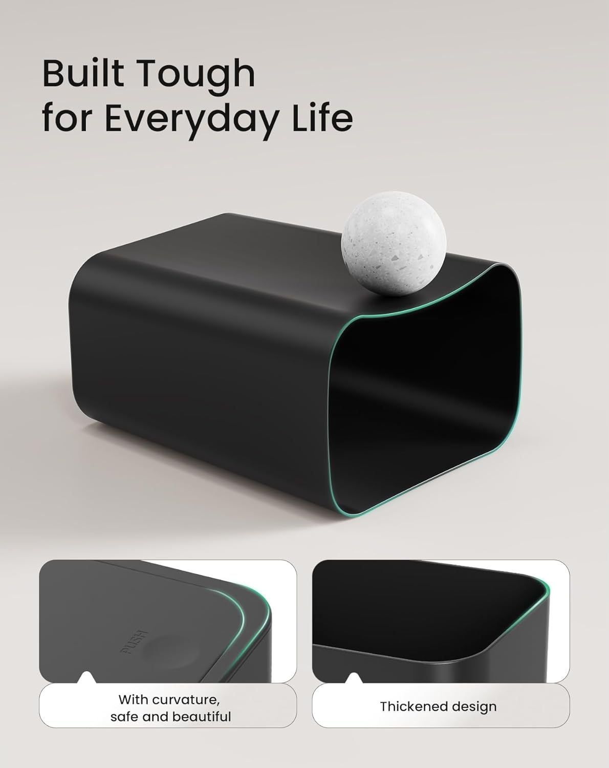 Cesun Bathroom Trash Can with Lid, 2 Pack 2.6 Gallon Small Black Garbage Can, Press Top Lid Trash Bin, Dog Proof Trash Cans Plastic Waste Basket for Bedroom Toilet Office