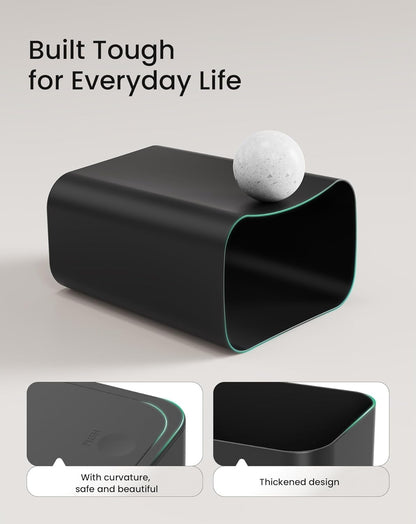 Cesun Bathroom Trash Can with Lid, 2.6 Gallon Small Black Garbage Can, Press Top Lid Trash Bin, Dog Proof Trash Cans Plastic Waste Basket for Bedroom Toilet Office