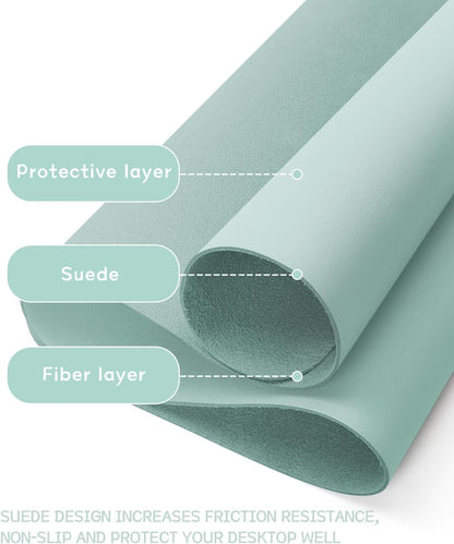 YSAGi Non-Slip Leather Desk Pad, Waterproof Laptop Computer Desk Keyboard Mat, Table Protector Blotter Mat, Large Mouse Pad for Office/Work/Home/Decor(Mint Green, 23.6" x 13.7")