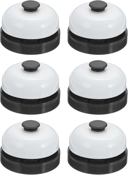 PATIKIL 6 Pcs Desk Call Bell 2.5" Dia with Metal Anti-Rust Construction Black/White