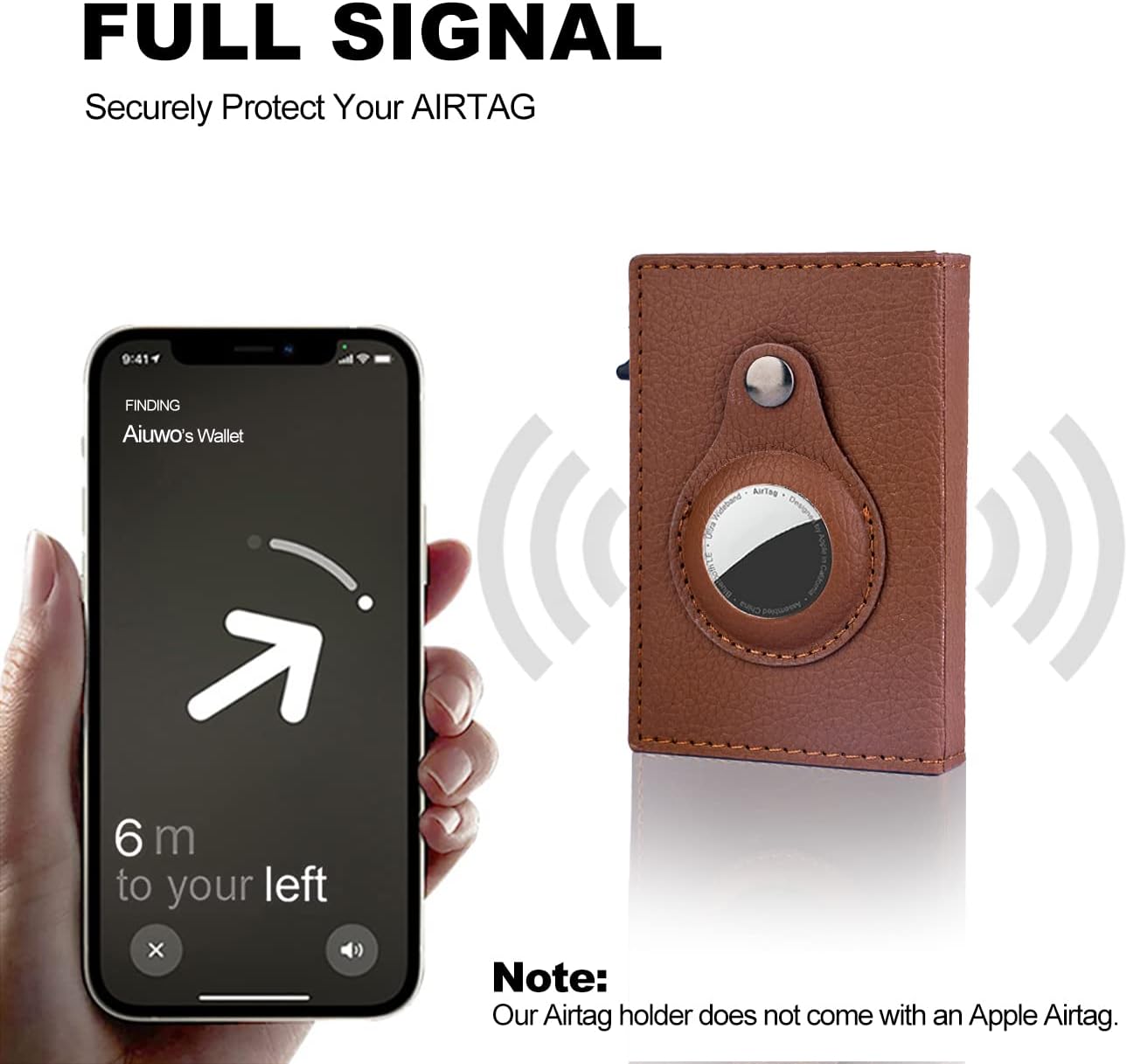 Aiuwo Airtag Wallet for Men,Mens Wallet Card Holder,Smart,Slim,Minimalist Wallet,Credit Cards Holder RFID Blocking Wallet (Airtag Wallet, Lichee Brown)