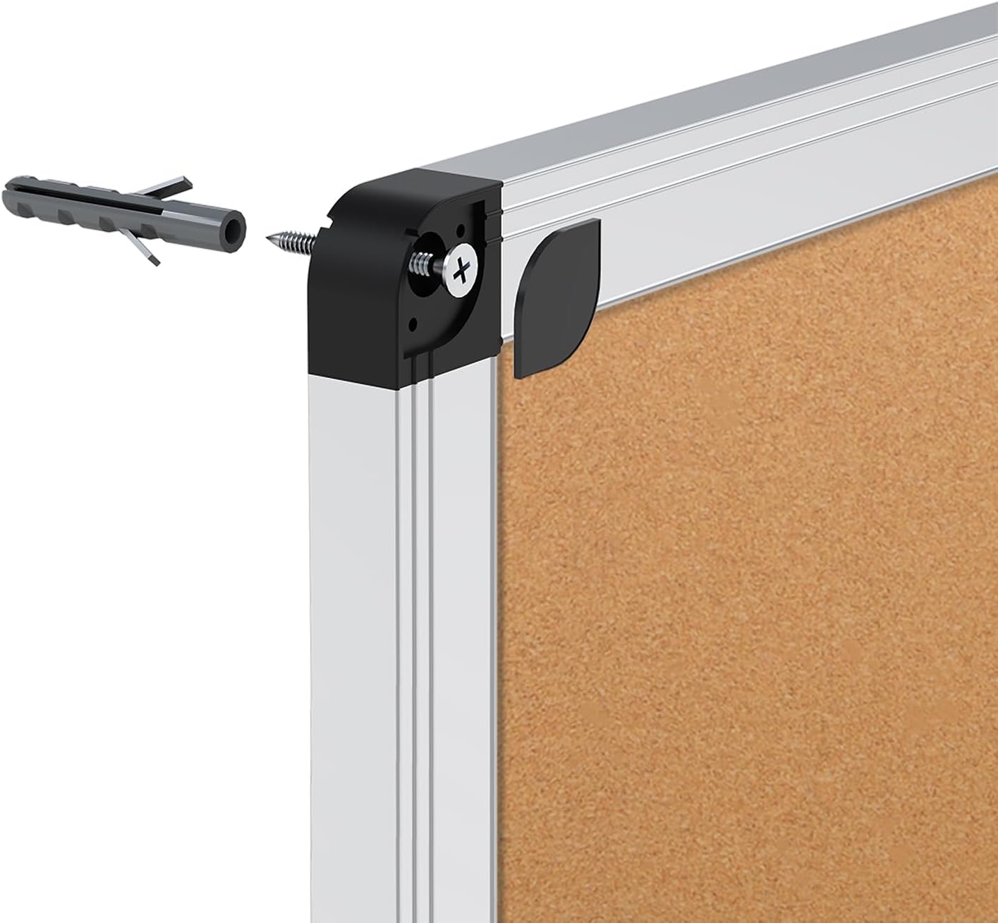 VIZ-PRO Large Cork Bulletin Board, 96 X 48 Inches, Wall-Mounted Corkboard with Silver Aluminium Frame for School, Office, and Home 8' X 4'