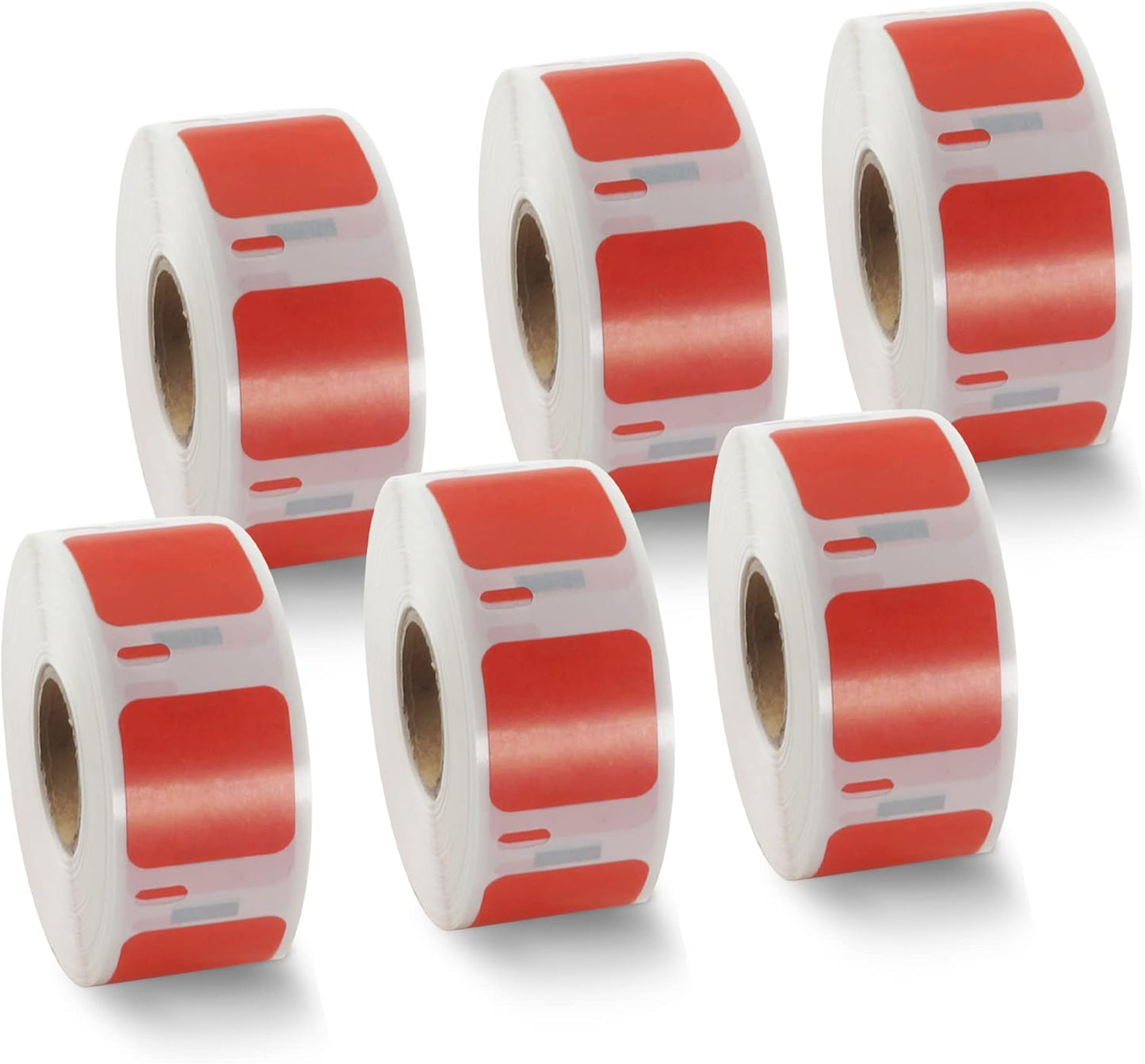 BETCKEY Colored Labels Compatible with Dymo 30332 (1" x 1") Square QR code's Multi-Purpose Labels, Compatible for Dymo LabelWriter Thermal 450, 4XL & Zebra Desktop Printers [6 Rolls, Red]