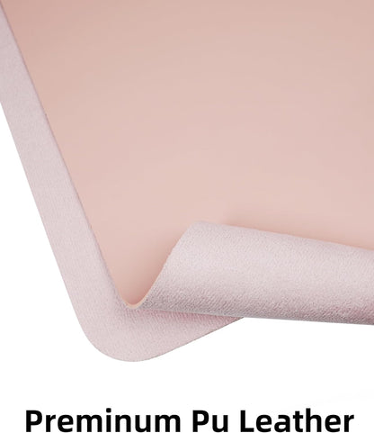 Leather Desk pad Protector,Large Desk mat,Mouse pad,Non-Slip Desk pad,Office Desk Mat,Waterproof Desk boltter, Keyboard mat for Office/Home/Décor (48in*17in, Pink)