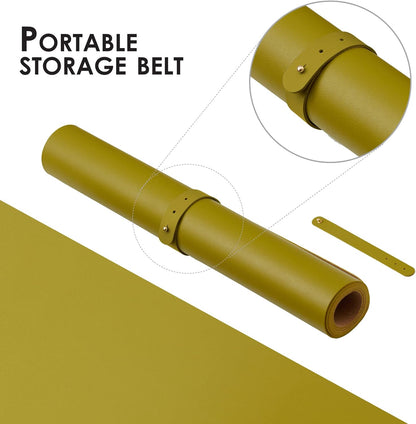 Cork Desk Mat - Dual-Sided Desk Pad for Office and Home - Desk Organization and Accessories - Ideal for Large Mouse Pad and Desk Mats on Top of Desks(Olive Green,80cmx 40cm)