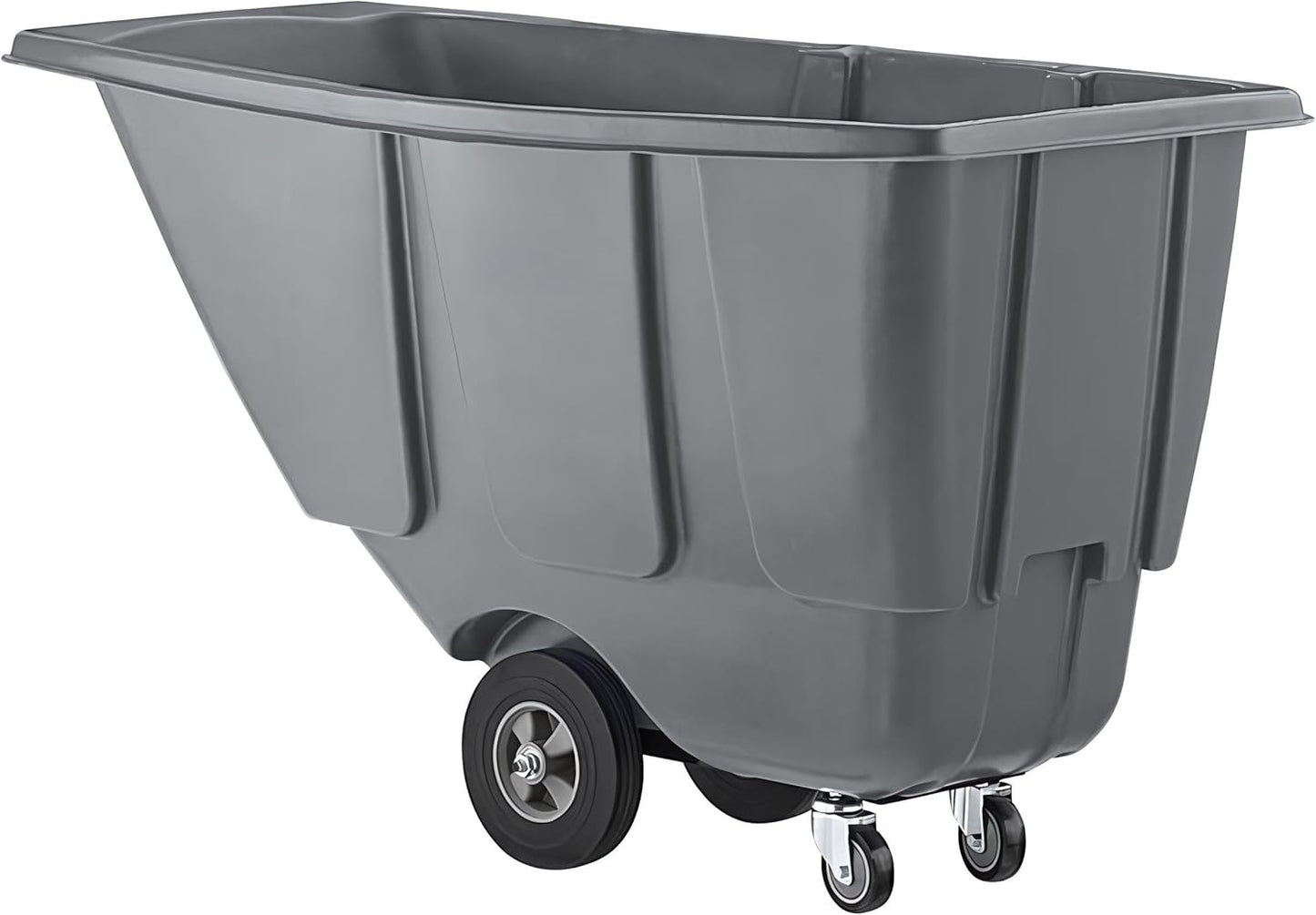 Commercial Rolling Waste Bin 0.5 Cubic Yard 450 lb., Grey Tilt Truck, Construction Trash Recycling Trolley, Industrial Dump Cart Transportation, Garbage Wagon