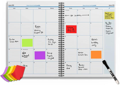 The Big Class Academic Planner 2025-2026 – Large & Portable 11x14 Foldable Design – Dry-Erase, Marker Included – 48 Pages with Note Sections & Labels, for Students, Teachers, Parents