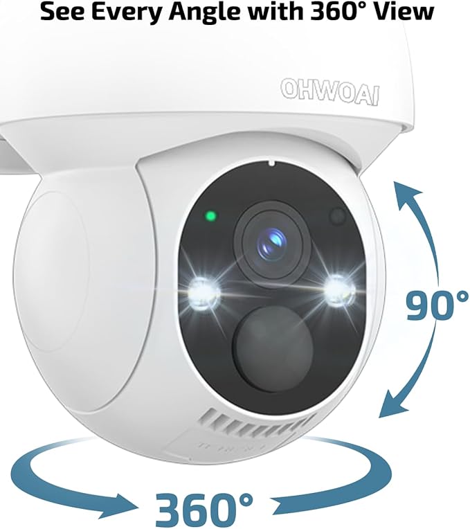 《100% Solar Powered & 2-Way Audio》Outdoor Wireless PTZ Camera System, 4MP Solar Powered Battery Cameras Systems, Home Video Surveillance DVR Kits with PIR Motion Detection