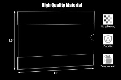6pack Acrylic Wall Sign Holder with Tape,8.5 X 11 Wall Mount Clear Plastic Sign Holder, Horizontal Memo Document Menu Holder for Restaurant, Office, School, Store and Home Use,No Drilling