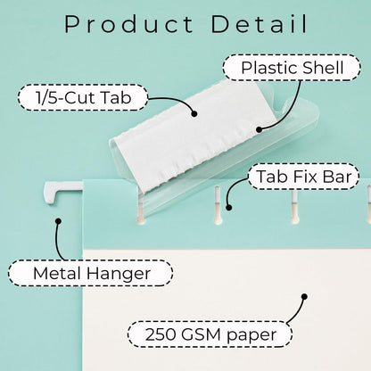 Y YOMA 6 Pack Gradient Hanging File Folders Letter Size Decorative Hanging Folder Pretty File Folder Organizer for Filing Cabinet Office Home with 1/5-Cut Adjustable Tabs, Teal Blue