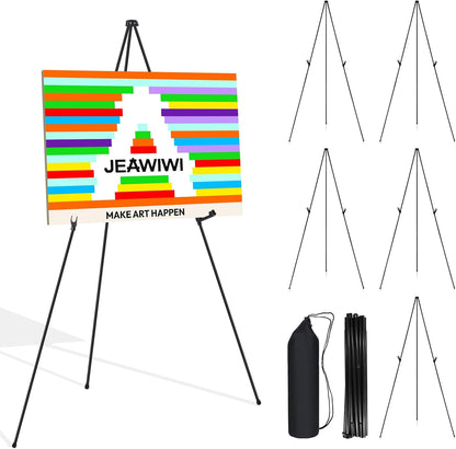 6PCS Black Easel Stand for Wedding Sign Stand, 66 Inch Adjustable Metal Easels for Display, Portable Folding Easel for Wedding, Display Show, Arts, Poster with Portable Bags