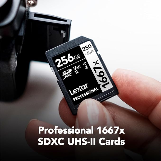 Lexar 256GB Professional 1667x SD Card, UHS-II, C10, U3, V60, Full HD, 4K, Up To 250MB/s Read SDXC Memory Card, for Professional Photographer, Videographer, Enthusiast (LSD256CBNA1667)