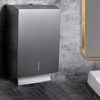 Comercial Paper Towel Dispenser Wall Mount, Stainless Steel Hand Towel Dispenser with Lock, Trifold/C Fold Paper Towel Holder for Bathroom Kitchen Office Public Places, Large Capacity Tissue Holder