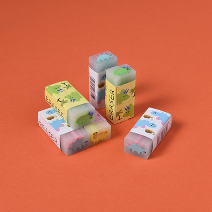 18 Pack Colorful Dinosaur Jelly Erasers for Kids, Kawaii School Supplies Prize Gifts Party Favors