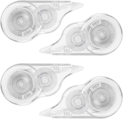 4 Pcs Correction Tape, 39.4 Ft White Wrong Out Tear-Resistant Bulk, Instant Corrections Easy To Use Applicator for School, Office, Note Taking, Journal (Tape Width 0.2 in, Clear)