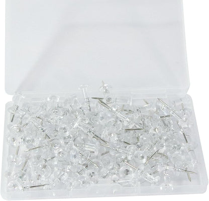 100 Pack Push Pins Tacks, Clear Plastic Head, Steel Point,Thumb Tacks for Bulletin Board,Stick Pins Thumb Tacks for Cork Board Wall Hangings (100, Clear)