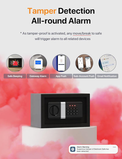 FORFEND Smart Home Safe | WiFi Safe Box App Lock/Alarm | Voice Command, Kidnap Alarm, Tamper Detect, Frozen Mode, Sub Account| Digital Safe Anti Theft
