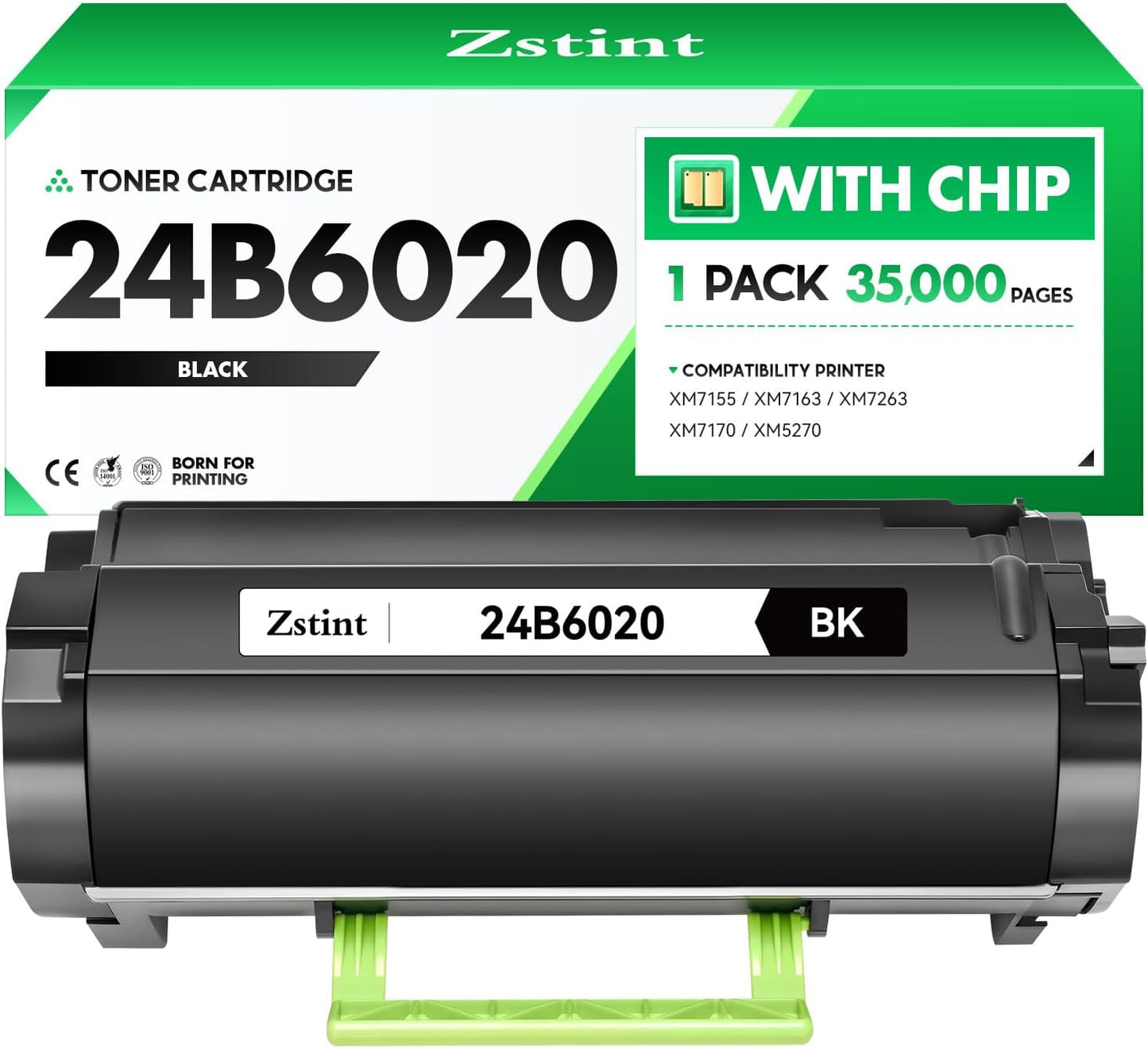 24B6020 Toner Cartridge Black with chip High Yield 1-Pack Replacement for Lexmark 24B6020 Toner Cartridges Compatible for Lexmark XM7155 XM7163 XM7263 XM7170 XM5270 Laser Printer Ink All-in-One