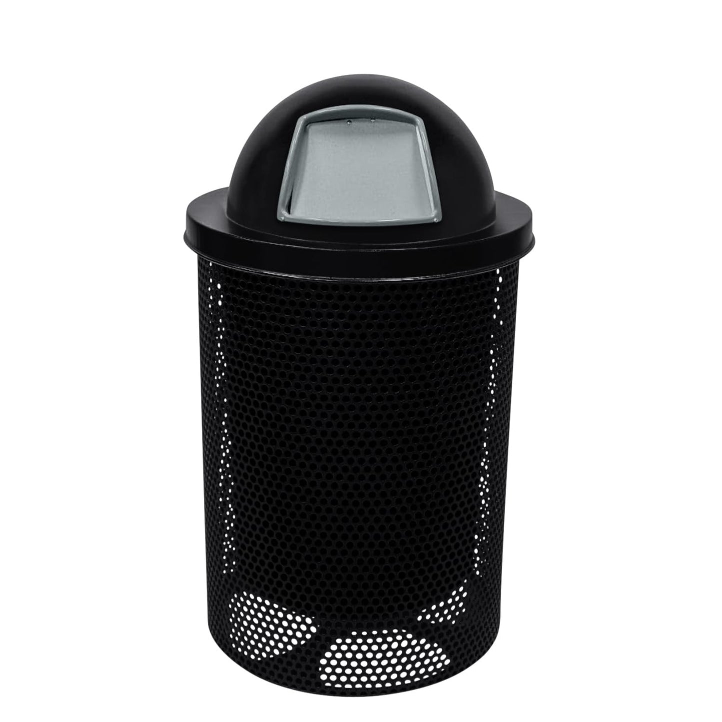 RDT-P-BLK Heavy Duty Round Trash Receptacle with Dome Top, Liner Included, 32 Gallon, Black, Made in America