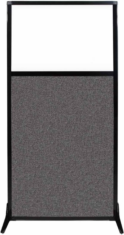 Versare Workstation Partition | Portable Wall Divider | Modern Office Cubicle | Free Standing Privacy Screen | Flexible Work Space | 33" x 70" W/Window, Charcoal Gray Fabric Panels