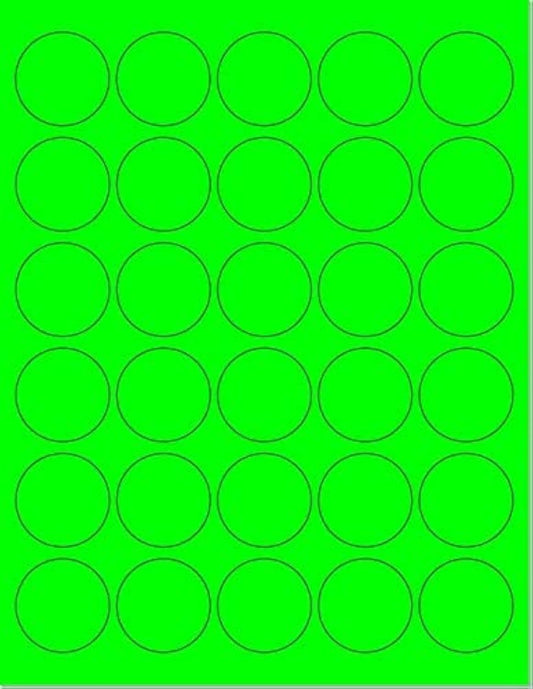 Pack of 100 Sheets, 8-1/2 x 11" Fluorescent Labels for Laser & Inkjet Printer (Green Fluorescent, 1.5" Round 30 per Page, 3000 Labels)