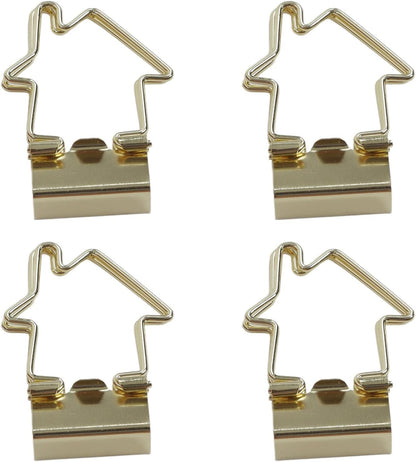 15Pcs Clips, Small Paper Clamps Metal Paper Clips Stationery Photo File Picture Bag Clip Clamp for Office Home House Shaped Handle