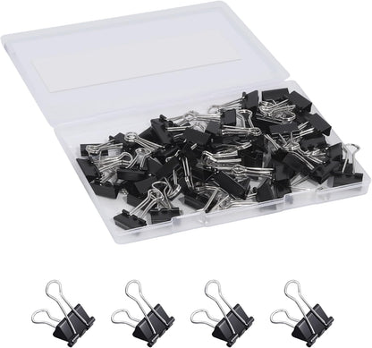 Ufmarine 60 Pcs Small Binder Clips 3/4 Inch Length, Black Small Paper Clips for Office, Standard Size