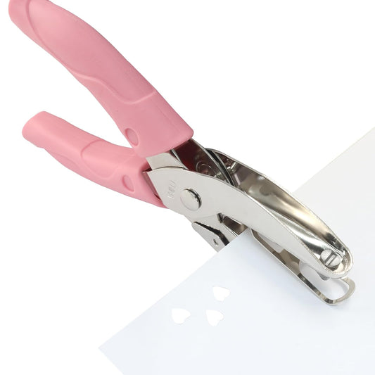 Handheld Hole Paper Punch, Heart Hole Punch, 1/4 Inch Metal Single Hole Puncher with Soft Grip Handle for DIY Craft, Scrapbooking, Tags, Paper Projects