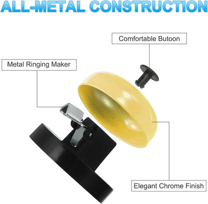 PATIKIL 6 Pcs Desk Call Bell 2.5" Dia with Metal Anti-Rust Construction Black/Yellow