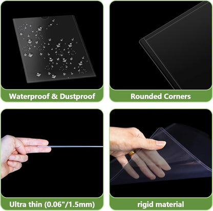 10 Pcs Wall Sign Holder 8.5"x11" Magnetic Sign Holder, Rigid Print Protectors with Adhesive & Magnetic Tapes, Wall Mount Plastic Paper Holder for Office Store Home Window Display (Clear)