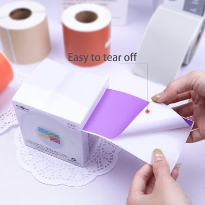 PARLAIM 3 X 5 Inch Rectangle Adhesive Color Coding Stickers,Square Purple Inventory Stickers -250 Per Dispenser Box（Purple）