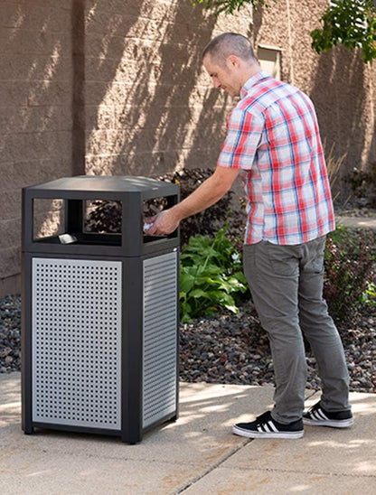 Safco Evos Steel Trash Can, 38 Gallons, Indoor and Outdoor Use, Commercial Garbage Can with Plastic Liner