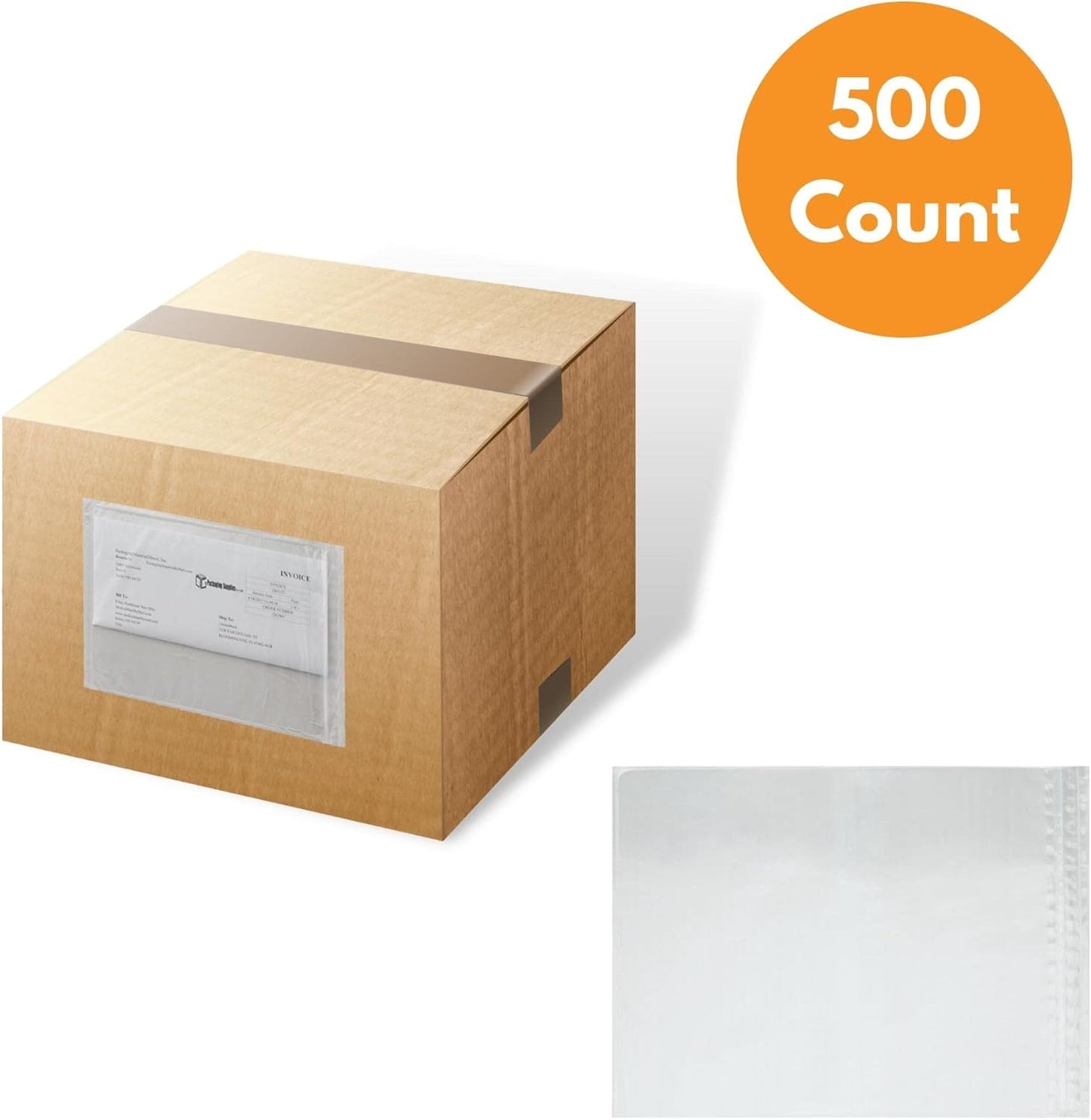 PSBM 500 Count Clear 8 x 10 Inch Lock & Press Re-Closable Resealable Adhesive Shipping Label/documents Pouches