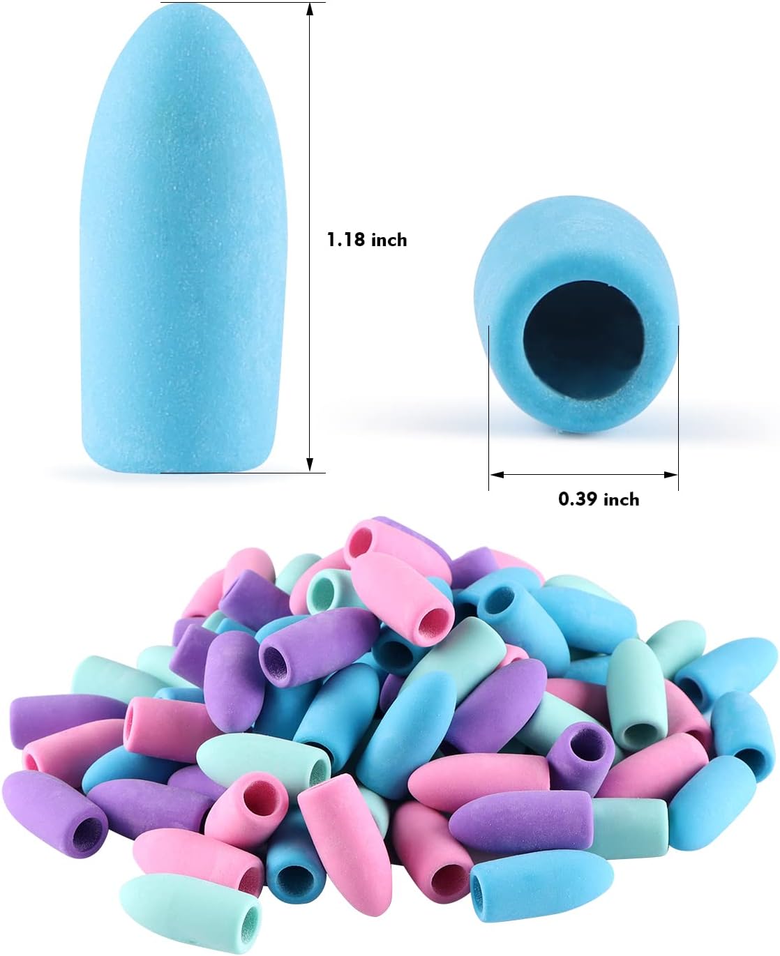 Pencil Erasers, Pencil Eraser Toppers, Cap Erasers, Pencil Top Erasers for Kids, Pencil Top Erasers Bulk (80Pcs/Box)