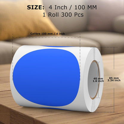 300 PCS Round Stickers 4 Inch Blue Vinyl Circle Floor Dots Sticker Removable Self-Adhesive Colored Large Label Roll for Marking Inventory Organizing Classroom Line Up Spots