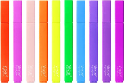 Vitoler Highlighters,10 Pack Assorted Colors Highlighters with Soft Chisel Tip,Bible Highlighter No Bleed,Book Markers for Women