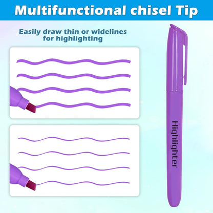 Duchong Highlighters, 30 Packs Purple Highlighter Bright Colors Bulk, Chisel Tip Dry-Quickly No Bleed Highlighter Markers for Adults Kids, Office Classroom Must Have, School Supplies for Teachers