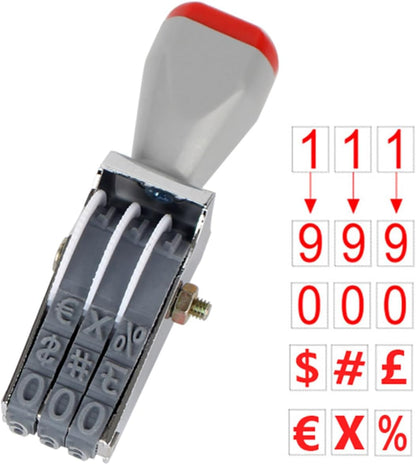 WANLIAN 3 Digit Number Stamp Rolling Stamps Personalized Office Number Symbol Rubber Wheel Stamp Roller Rubber Stamps Multi-Function DIY Changeable Roller Stationery