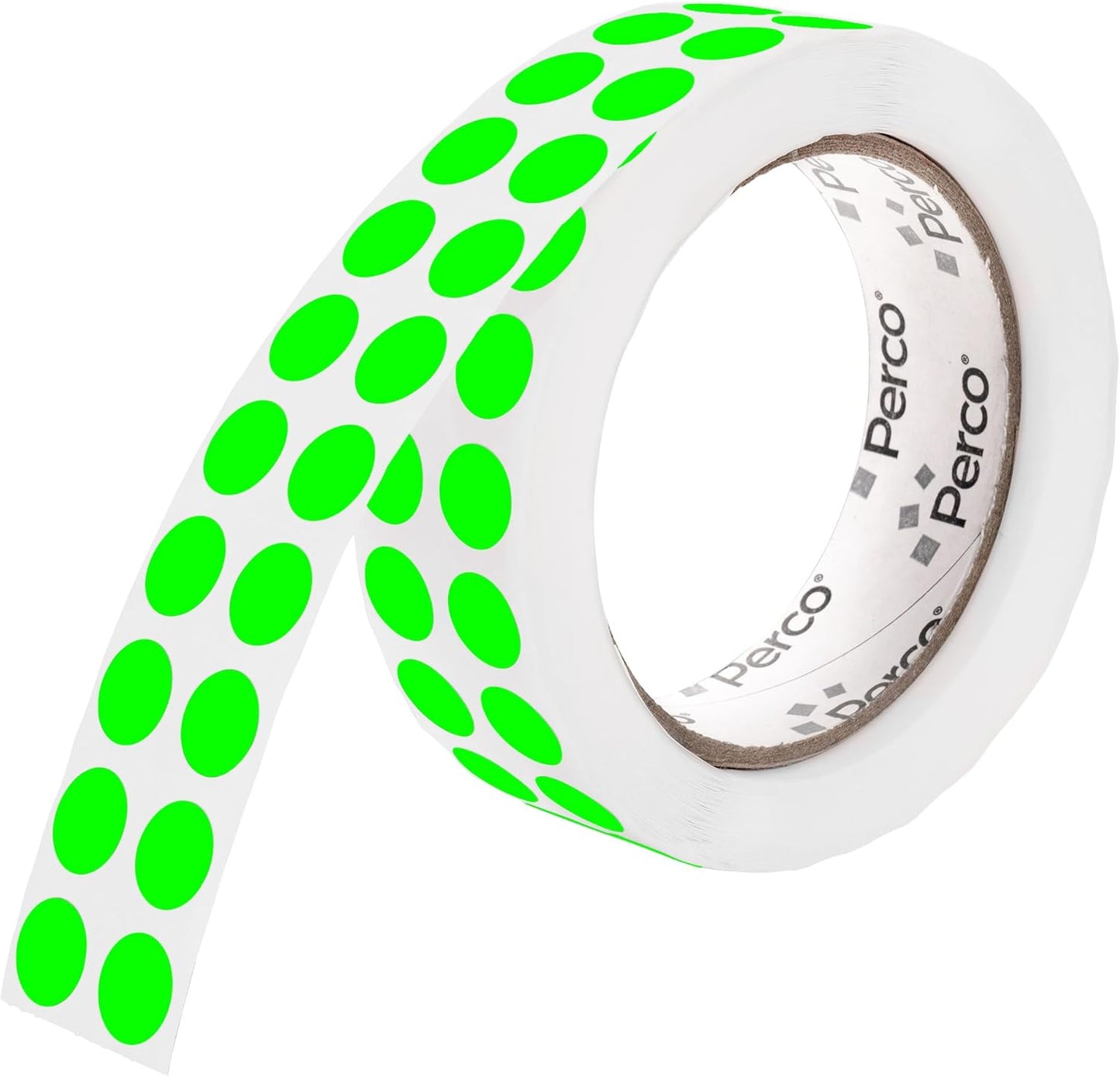 Perco Fluorescent Green 1/2-Inch Round Circle Dot Sticker Labels with Easy Peel Perforation - 3,000 Labels per Roll - Strong Adhesion, Vibrant Colors for Organizing, Crafting & More - Made in USA