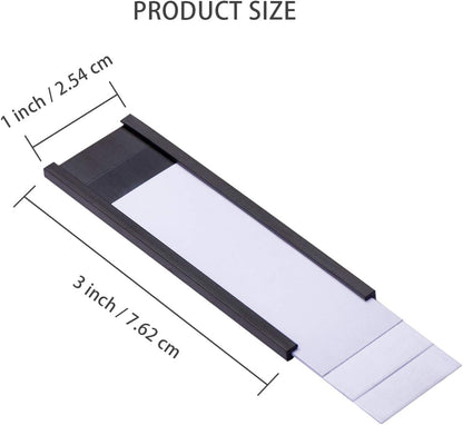Eeoyu Magnetic Label Holders with Magnets Magnetic Data Card Holders with Clear Plastic Protectors for Metal Shelf, Whiteboard, Set of 30 (1 x 3 Inch)