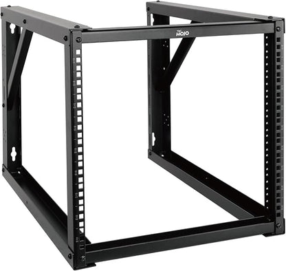 Tecmojo 9U Wall Mount Rack, Wall Mount Network Rack 24.8in Depth, Open Frame Server Rack for 19in IT/AV/Data/Home Equipment, Black