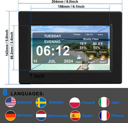 New Digital Weather Clock with Temperature Humdity Alarm Clock (7inch- Black)